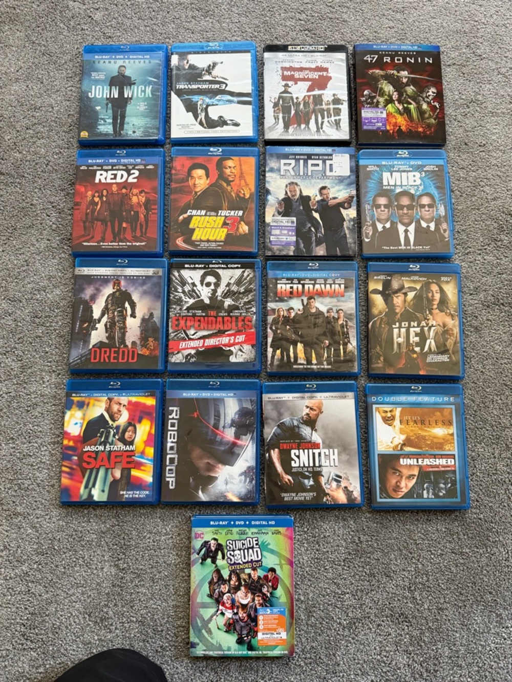 Action Blu-ray Lot (17 Movies) John Wick, Expendables, Dredd, 47 Ronin + More
